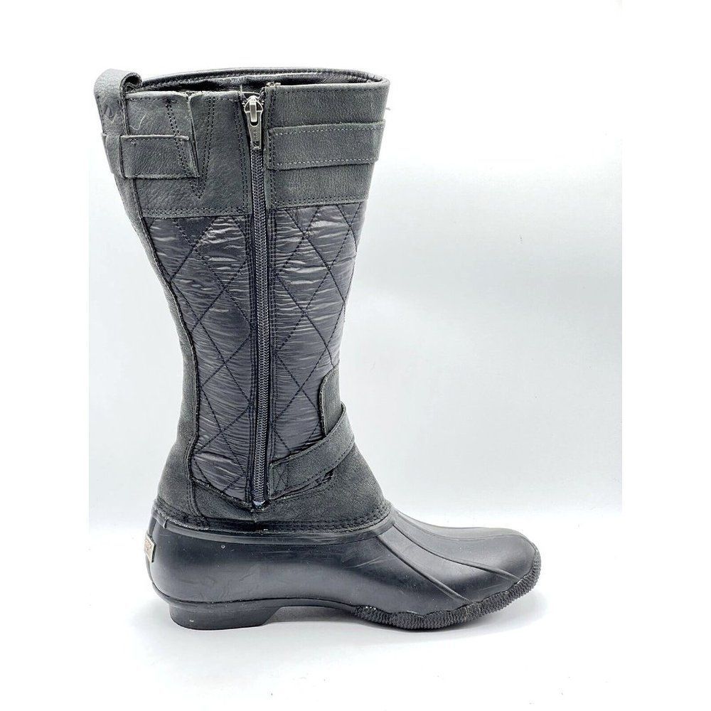 Sperry Saltwater Tall Buckle Nylon Quilt Rain Boot Black Women's Size 7.5 - Picture 4 of 10